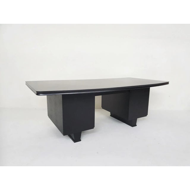 Large Black Wooden Executive Desk, 1960s For Sale - Image 9 of 17