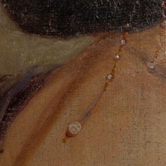 1910s 1910s French Signed Oil on Canvas Portrait For Sale - Image 5 of 18