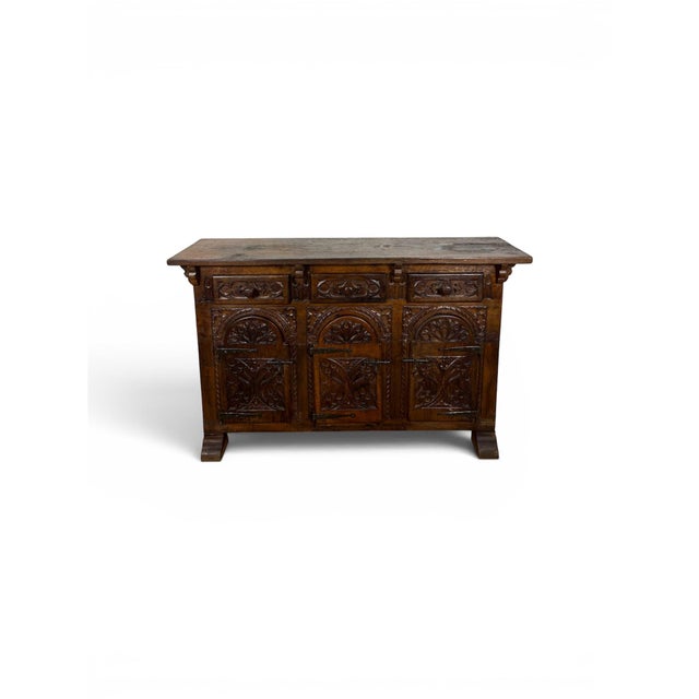 Spanish Carved Oak Sideboard, 1860s For Sale - Image 14 of 14