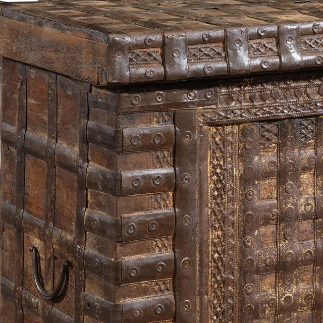 Wood Iron Bound Patti Pithara Storage Chest, 1950s For Sale - Image 7 of 9