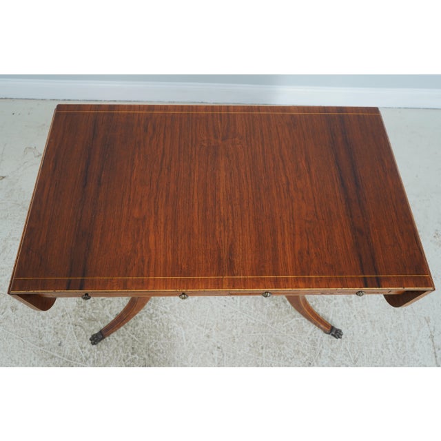 1990s Rosewood Vintage Bench Made Regency Style Dropleaf Library Table For Sale In Philadelphia - Image 6 of 18