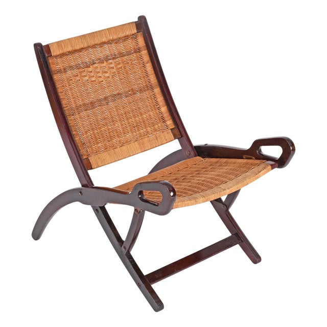 Ninfea Hand-Woven Folding Chair attributed to Gio Ponti for Fratelli Reguitti, Italy, 1950s For Sale