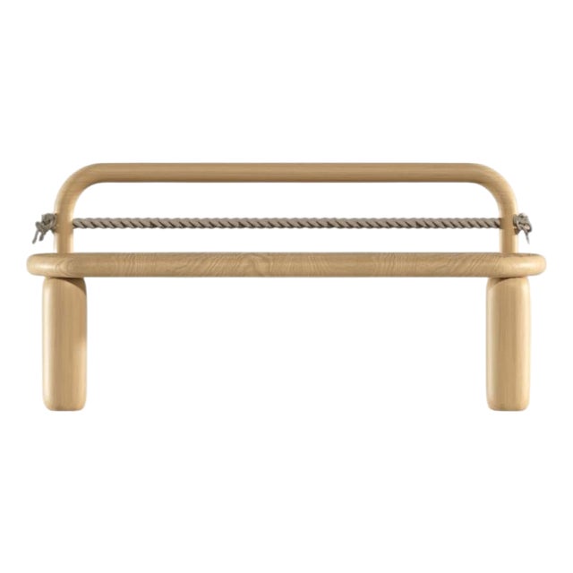 Rope Bench in Gentle Natural Oak by Virginia Arlotto For Sale