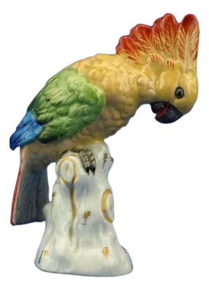 20th Century Porcelain Cockatoo Parrot Sculpture from Rudolstadt Volkstedt Manufacture, Germany