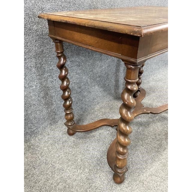 Antique English Barley Twist Side Table, Solid Oak Jacobean Revival Accent Table For Sale - Image 6 of 6