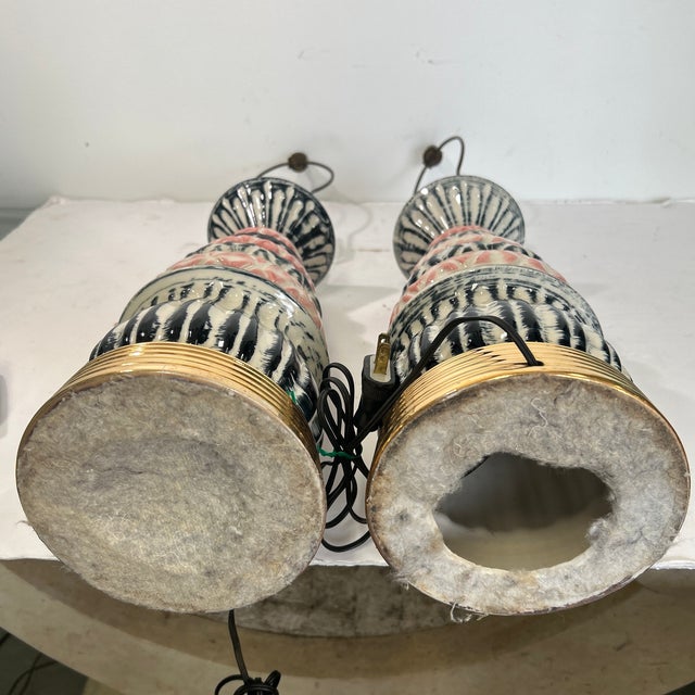 1950s Pair of 50s Ceramic Lamps For Sale - Image 5 of 12