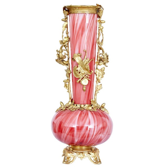 French Art Glass Vase with Ormolu Mounts, 1930s For Sale - Image 10 of 10