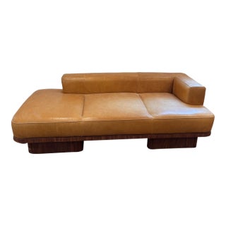 Cb2 Serafin Brown Leather Daybed For Sale