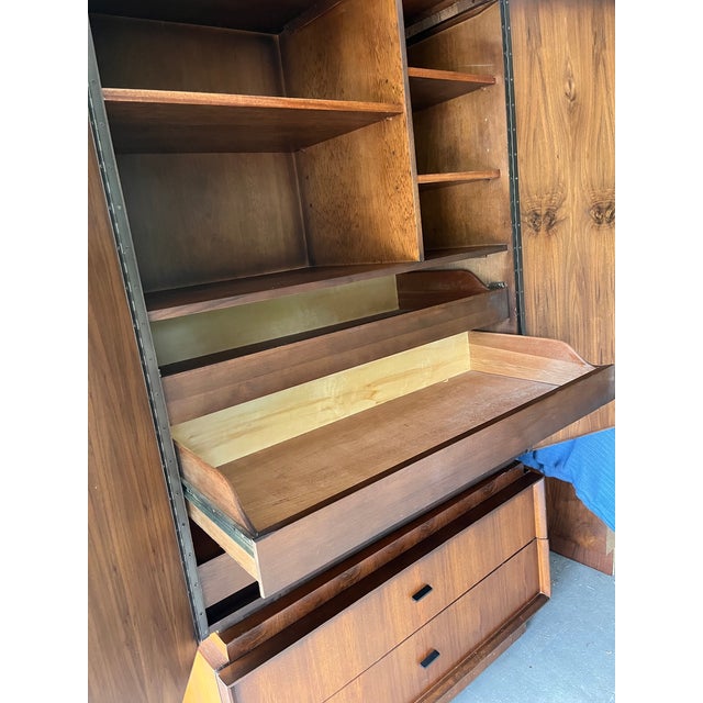 1970s 1970s Tobago Brutalist Walnut Armoire / Wardrobe Cabinet For Sale - Image 5 of 14