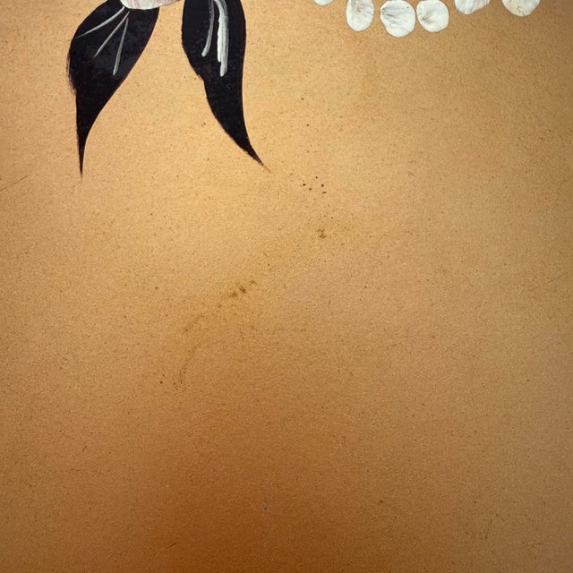 Mid 20th Century Vintage Toleware Gold Floral Greek Key Round Tray For Sale - Image 5 of 10