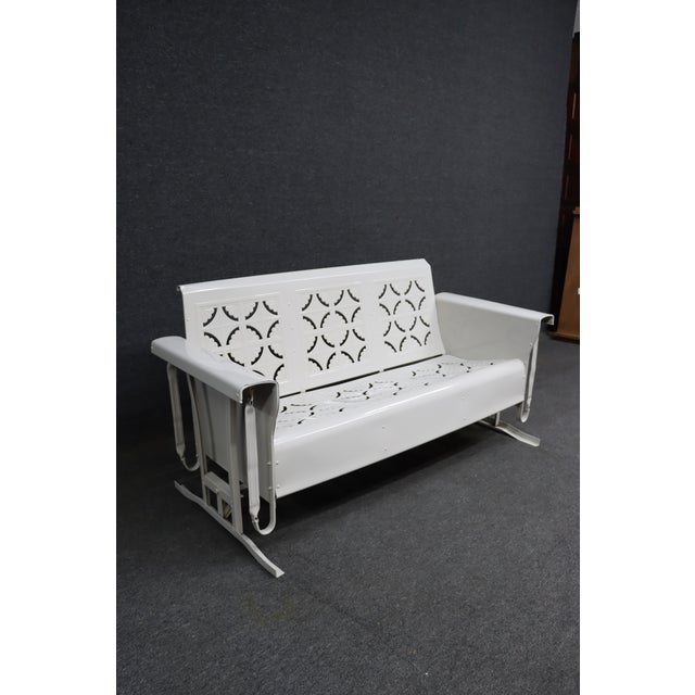 1950s Pie Crust Style Fully Restored White Metal Glider For Sale In Philadelphia - Image 6 of 14