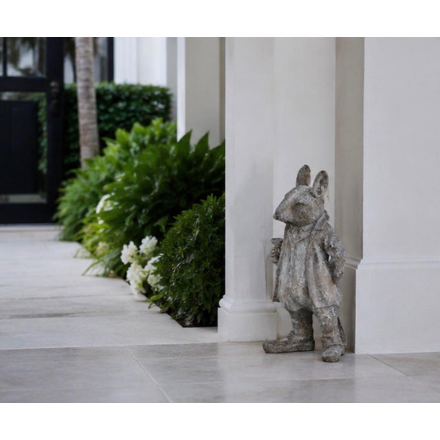Light Gray Vintage Cast Iron Anthropomorphic Gentleman Dandy Mouse Garden Statue For Sale - Image 8 of 12