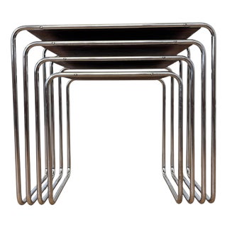 Bauhaus Chrome B9 Nesting Tables by Marcel Breuer, 1947, Set of 4 For Sale