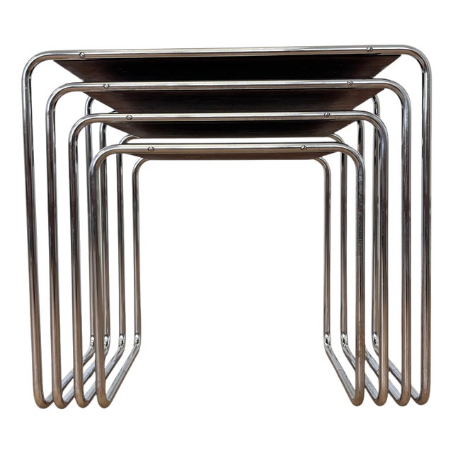 Bauhaus Chrome B9 Nesting Tables by Marcel Breuer, 1947, Set of 4 For Sale