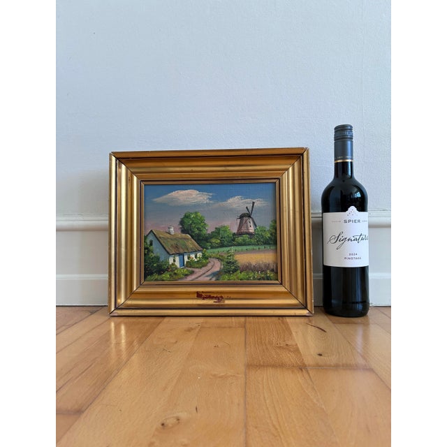 Vintage Original Cottage Landscape Oil Painting - Signed For Sale - Image 9 of 12