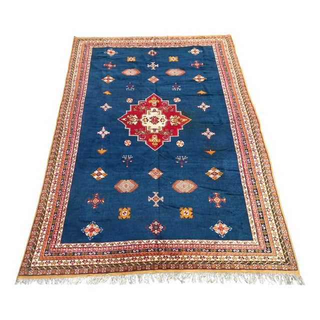 Large Vintage Moroccan Hand Knotted Rug For Sale