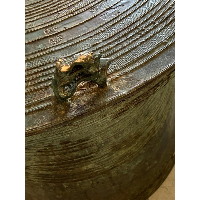 Mid 20th Century Early Southeast Asian Bronze Drum Table with Beautiful Patina For Sale - Image 14 of 18