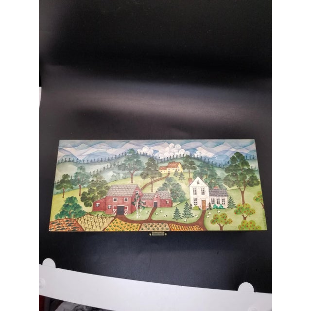 Vintage H. E. Stiles Product Wood Box With Farm Scene For Sale In Washington DC - Image 6 of 6