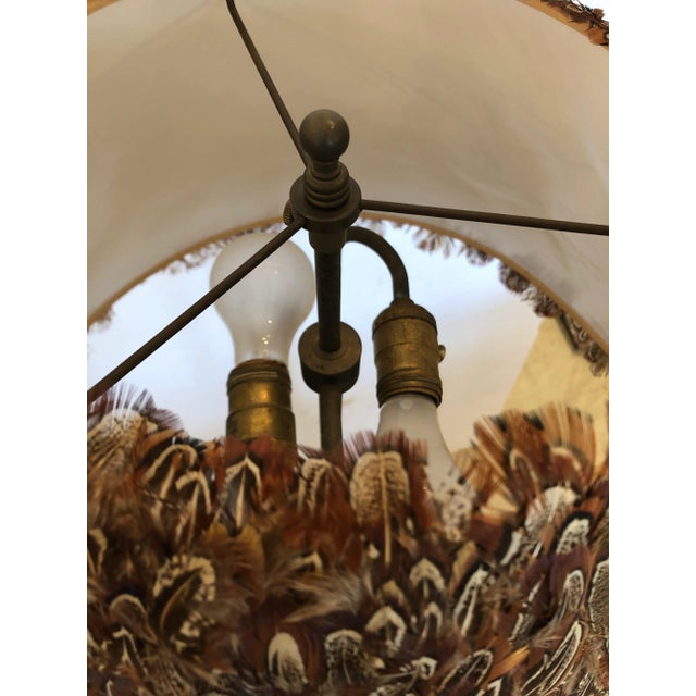 Antique French Vintage Directoire Steel Floor Lamp With Feather Shade For Sale In Philadelphia - Image 6 of 10