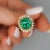 Gia Certified 4.3 Carat Colombian Emerald 18k Gold Button Sunburst Ring, Size 7.5 For Sale - Image 4 of 13