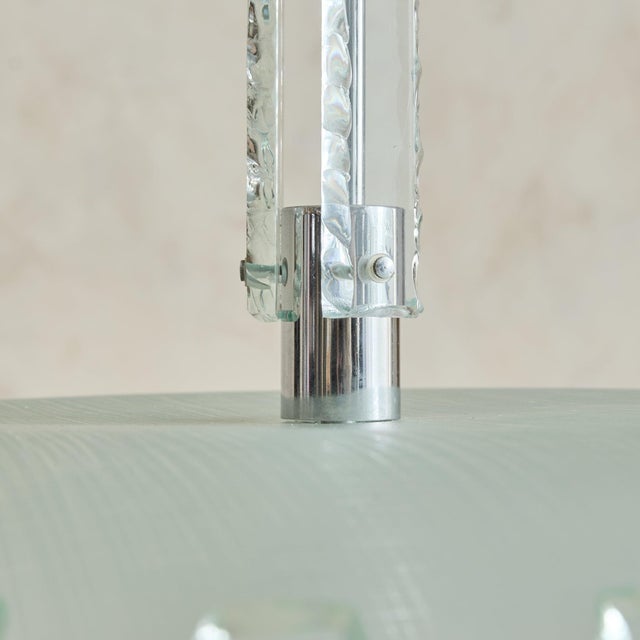 Italian Glass + Chrome Chandelier in the Manner of Fontana Arte, 1960s For Sale - Image 4 of 11
