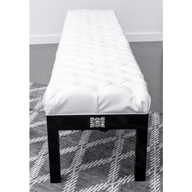 Hollywood Glam White Faux Leather Tufted Bench Chairish