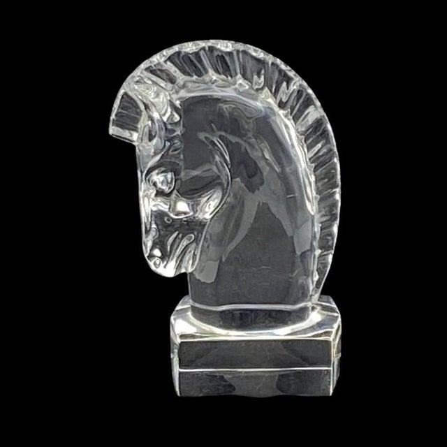 Figurative Steuben Crystal Horse Head Equestrian Paperweight (Designed by Sidney Waugh #7779) Vintage 1930s For Sale - Image 3 of 18