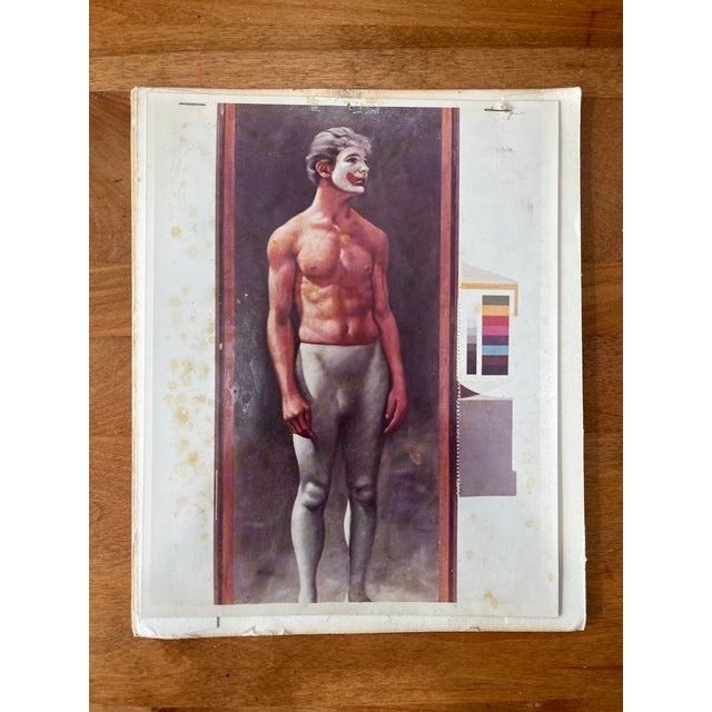 Abstract 1970s Avant-Garde Figural Print Proof, Theatrical Mime Male Portrait Color Bars For Sale - Image 3 of 7