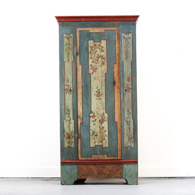 Rustic Farmhouse Folk Art Painted Bridal Cabinet 18th Century For Sale - Image 15 of 15