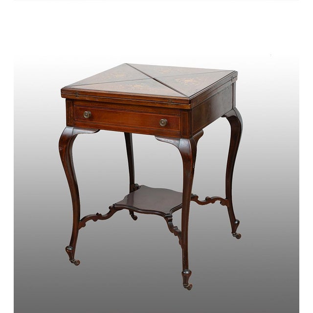 Antique Edwardian Handkerchief Game Table in Mahogany with Maple Inlay, England, 19th Century For Sale - Image 5 of 5