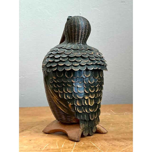 Vintage Shanghai Weave Rattan Pelican Basket For Sale - Image 10 of 13