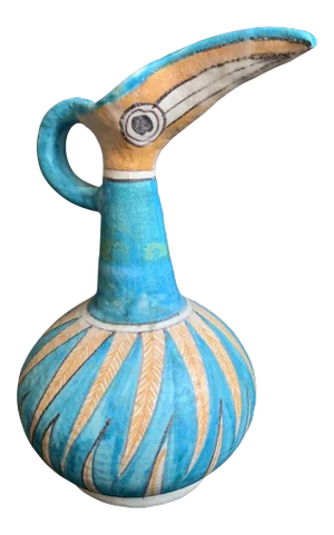 1950s Guido Gambone for Vietri Italian Pottery Toucan Pitcher Vase