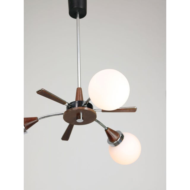 Mid-Century Modern Italian Chrome and Opaline Chandelier For Sale - Image 11 of 15