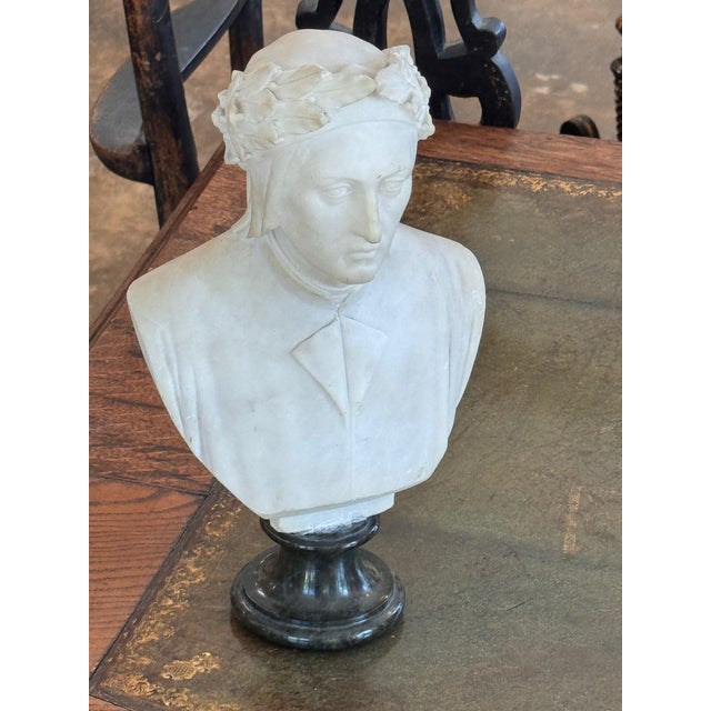 1950s Alabaster Bust of Dante For Sale - Image 6 of 9