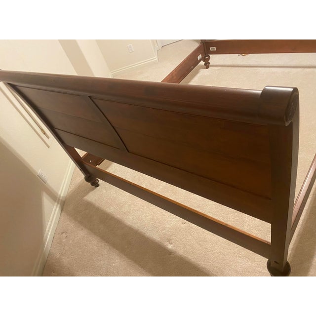 Ethan Allen British Classics Queen Sleigh Bed With Low Footboard "Cayman" Late 20th Century Excellent Mint Condition For Sale - Image 11 of 12