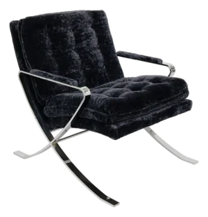 1970s Bernhardt Flair Flat Bar Chrome and Crushed Velvet Armchair