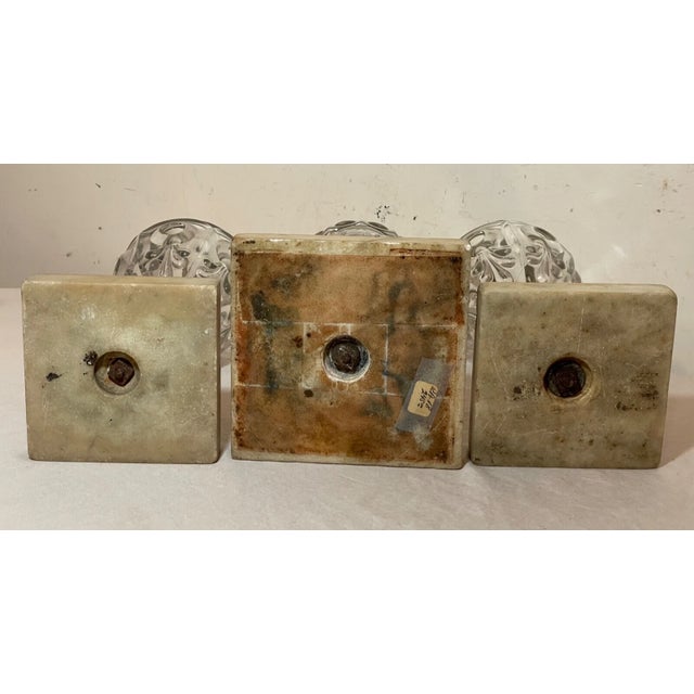 Brass Lot of 3 Rare Antique 19th Century Bullseye Glass Brass Marble Whale Oil Lamp For Sale - Image 8 of 14