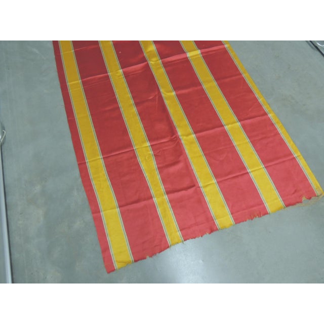 Vintage Red & Yellow Empire Stripes Silk Fabric Panel. Ideal for Upholstery or pillows. Size: 36"W x 76" L