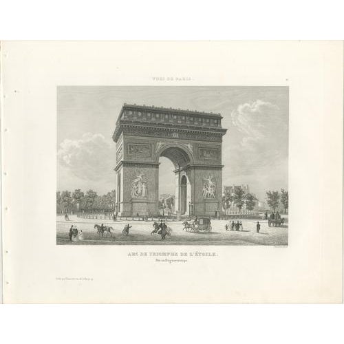 Paris Views: Arc de Triomphe, Madeleine, Tuileries, 1855, Prints, Set of 6 For Sale - Image 3 of 10