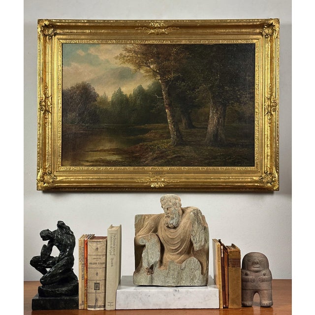 Hudson River School Landscape with River and Mountain by Howard Gaylor, Signed (Oil on Canvas). Painting entitled ‘Valley...