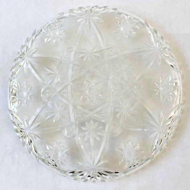 Traditional Star of David Cut Glass Platter by Anchor Hocking Circa 1950s For Sale - Image 3 of 9