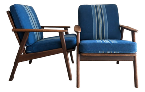 Pair of Danish Modern Teak Lounge Chairs in the Style of Hans Wegner, Denmark, Circa 1960s