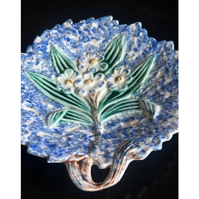 Antique Victorian Mojolica Mottled Dish, C. 1880's For Sale - Image 10 of 11