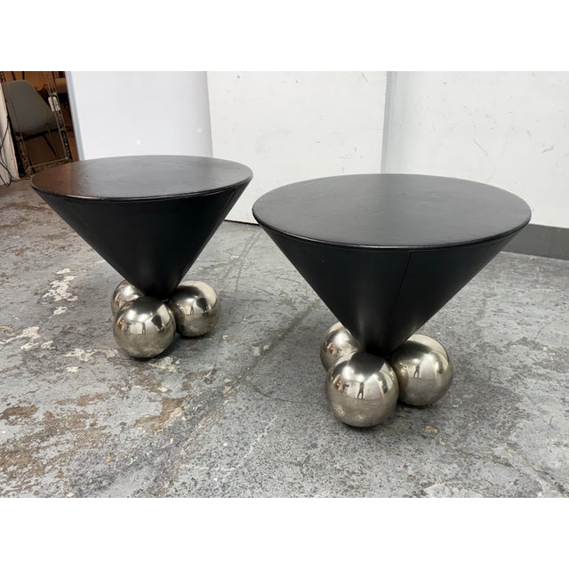 Design Plus Gallery presents a Pair of Circa 1980's Bocci Side Tables from Brueton. Designed by Stanley Jay Friedman. Fine...