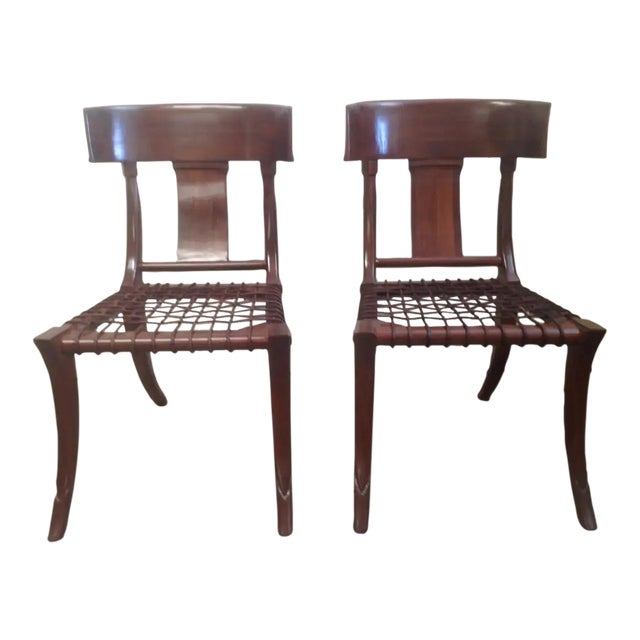 Modern Walnut Klismos Style Chairs - a Pair For Sale