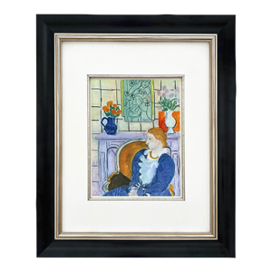 1940s Matisse 18 Blue Dress in Ochre Arm-Chair Framed