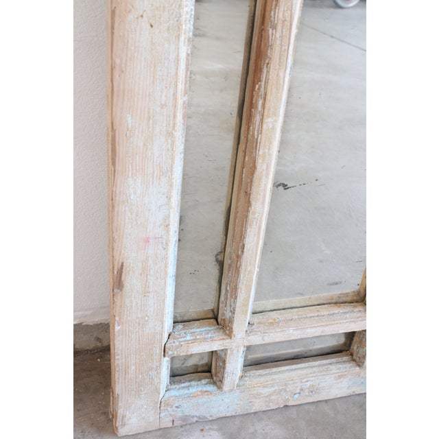 Early 20th Century 49" Antique French Farmhouse Mirror/Distressed White For Sale - Image 5 of 7