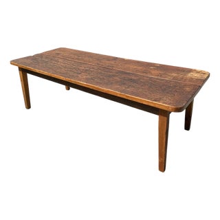 Vintage Rustic Wide Plank Wood Farm Table For Sale