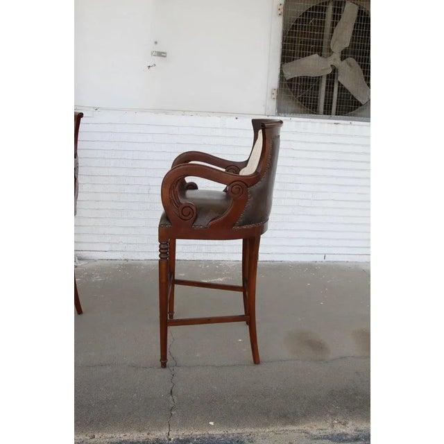 Brown Vintage Pair of Regency Style Bar Stools For Sale - Image 8 of 13