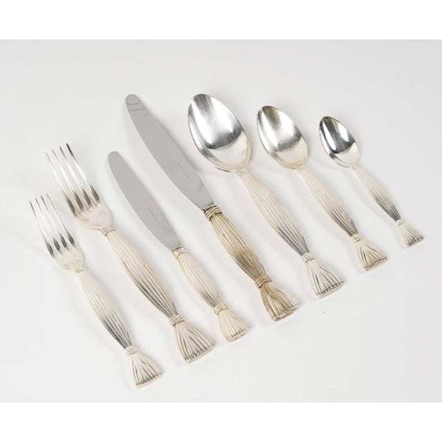 Harvest Flatware Set by Christofle Silversmiths for Hermès Paris, Set of 82 For Sale - Image 6 of 7
